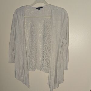 American Eagle Outfitters Soft Gray Lace Cardigan